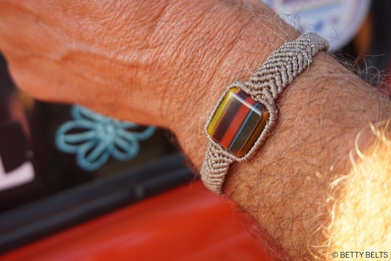 TANK Bracelet Upcycled Surfboard Resin with Chevron Macrame