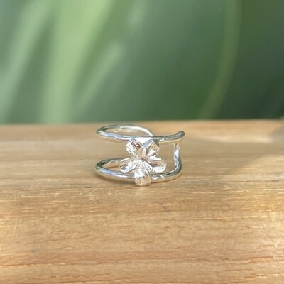 BELLA Plumeria Ear Cuff (Silver &amp; 24K Gold Vermeil)