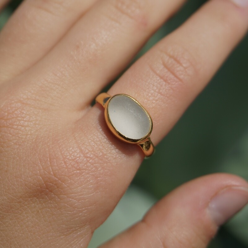 Simple Sea Glass Ring (24k Gold Vermeil)