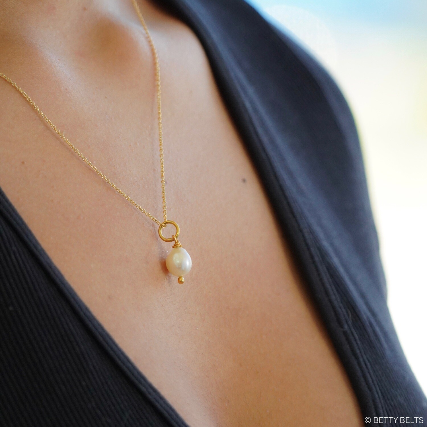 24K Gold Vermeil Pearl Charm Necklace