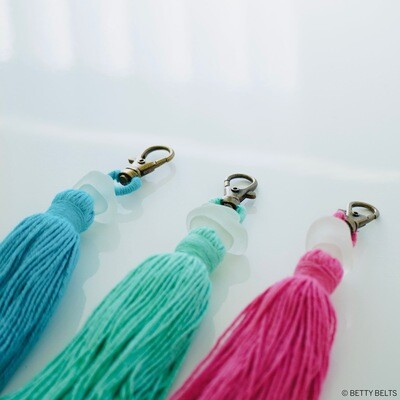 Sea Glass Tassel Keychain Clip