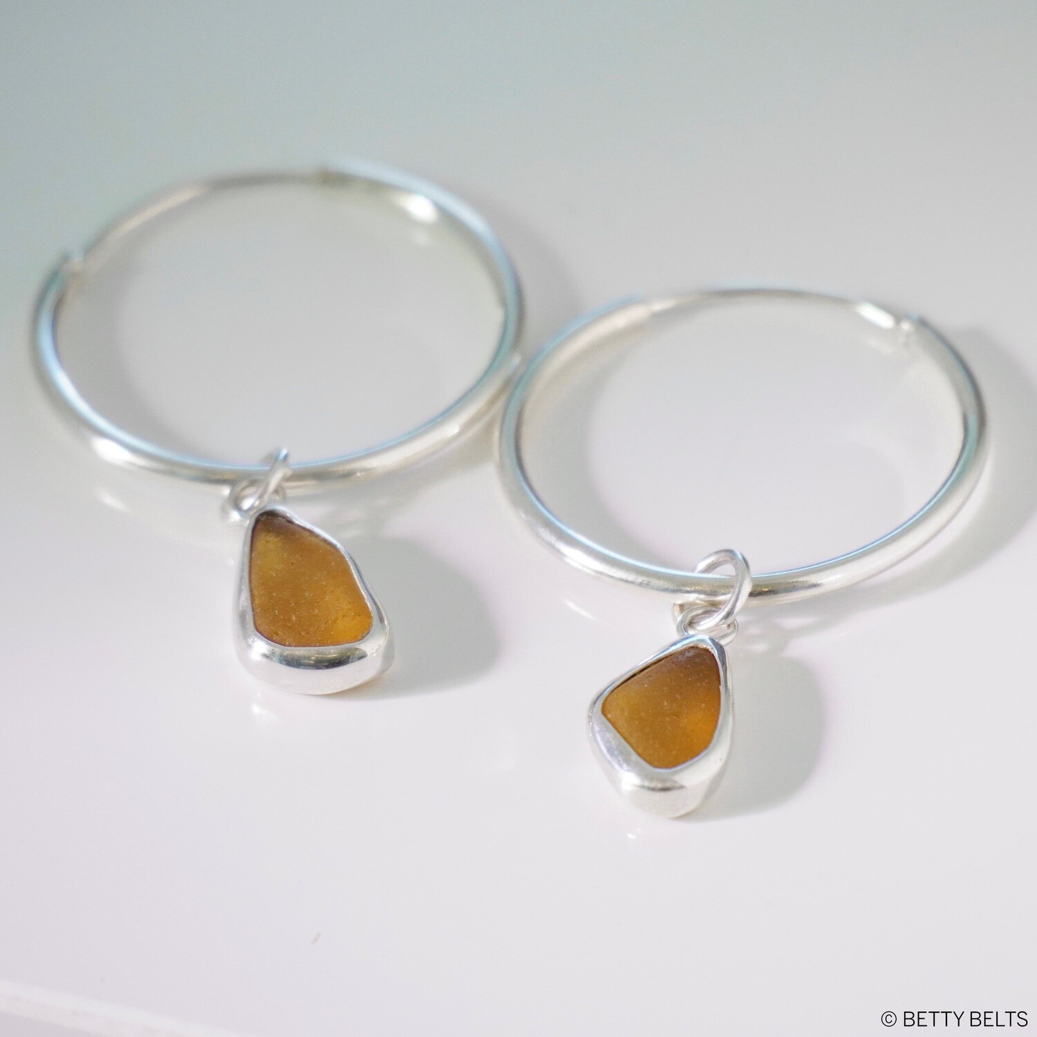 SHAYLA Sea Glass Hoops (Silver & 24K Gold Vermeil)