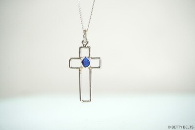Sea Glass Silver Cross Pendant / Necklace