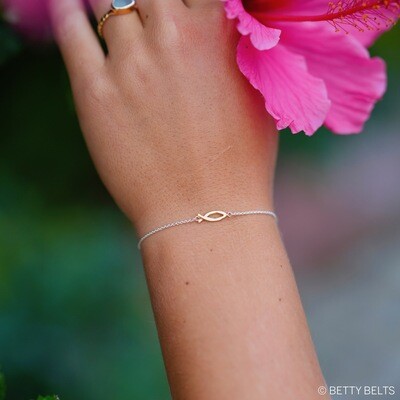 Fish (Ichthys) Bracelet (Sterling Silver + 24K Gold Vermeil)