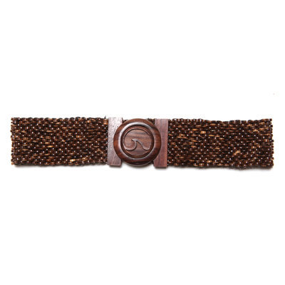 ZURI Wave Wood Stretch Belt, Color: Brown