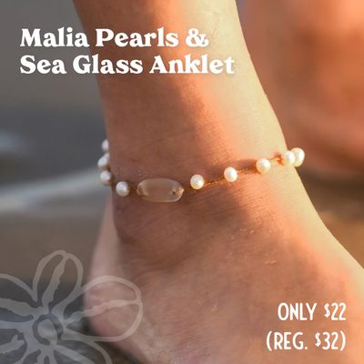 Malia Pearls &amp; Sea Glass Anklet