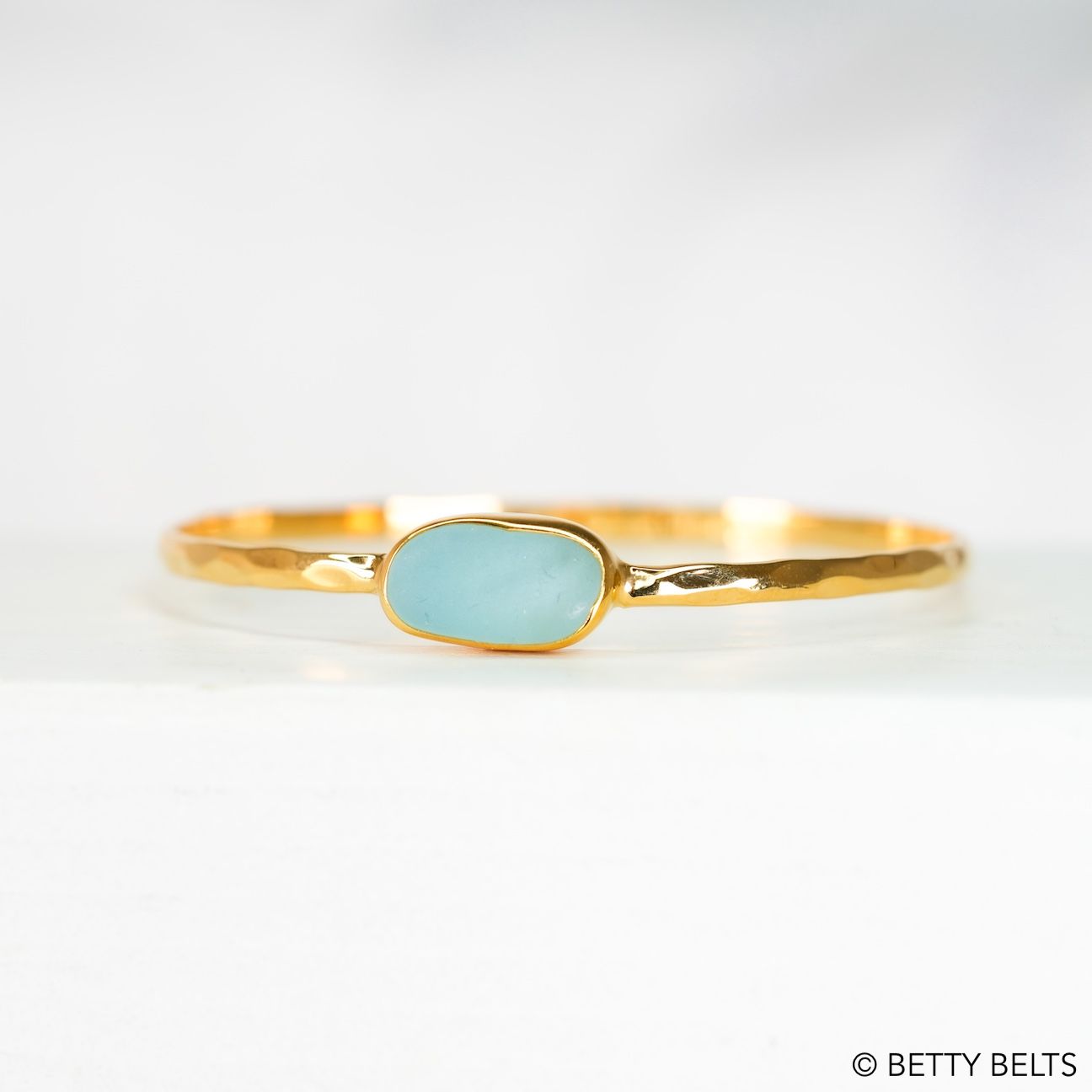 LEILANI Sea Glass Bangle (Silver &amp; 24K Gold Vermeil)