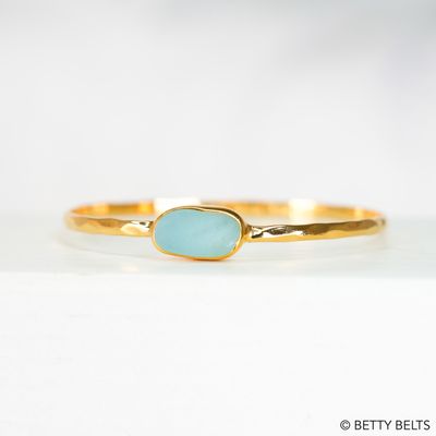 LEILANI Sea Glass Bangle (Silver &amp; 24K Gold Vermeil)