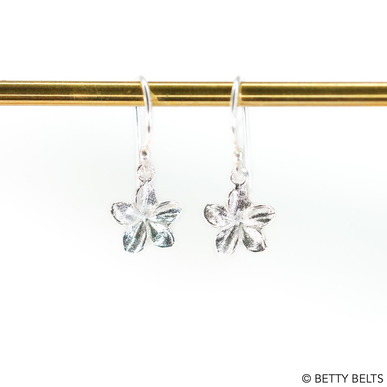 Plumeria Drop Earrings (Silver &amp; 24K Gold Vermeil)