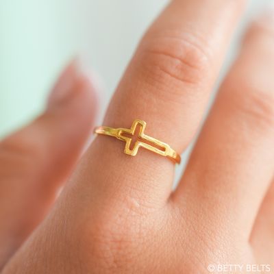 Bitty Cross Ring (Silver &amp; 24K Gold Vermeil)