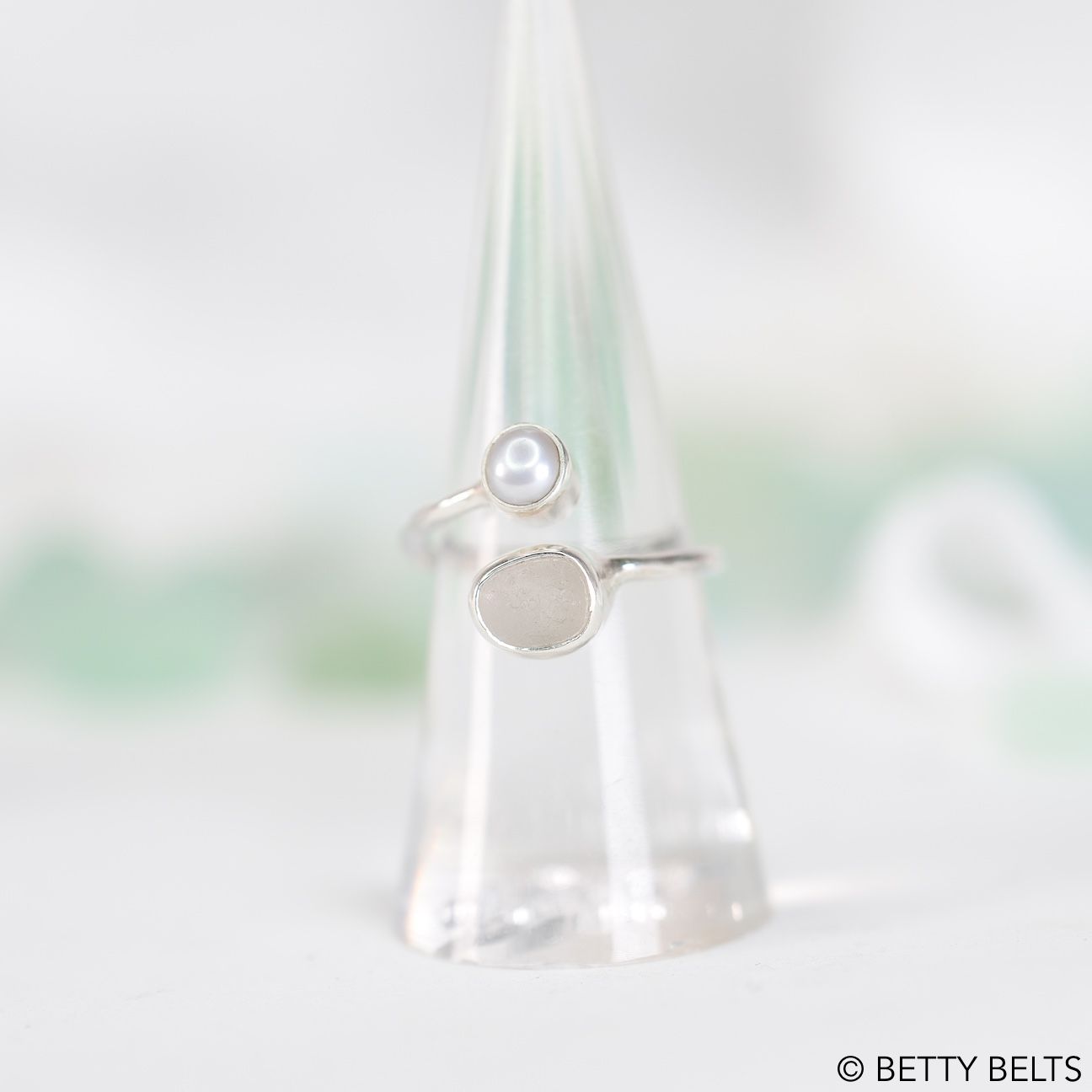 Sophia Pearl + Sea Glass Wrap Ring