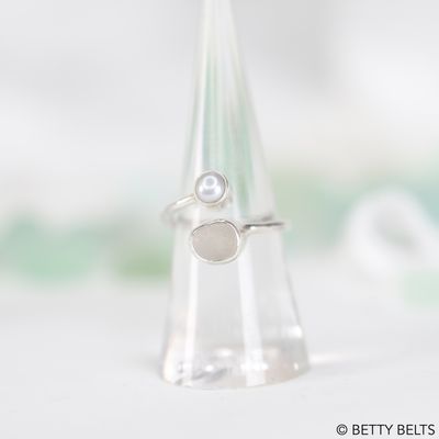 Sophia Pearl + Sea Glass Wrap Ring