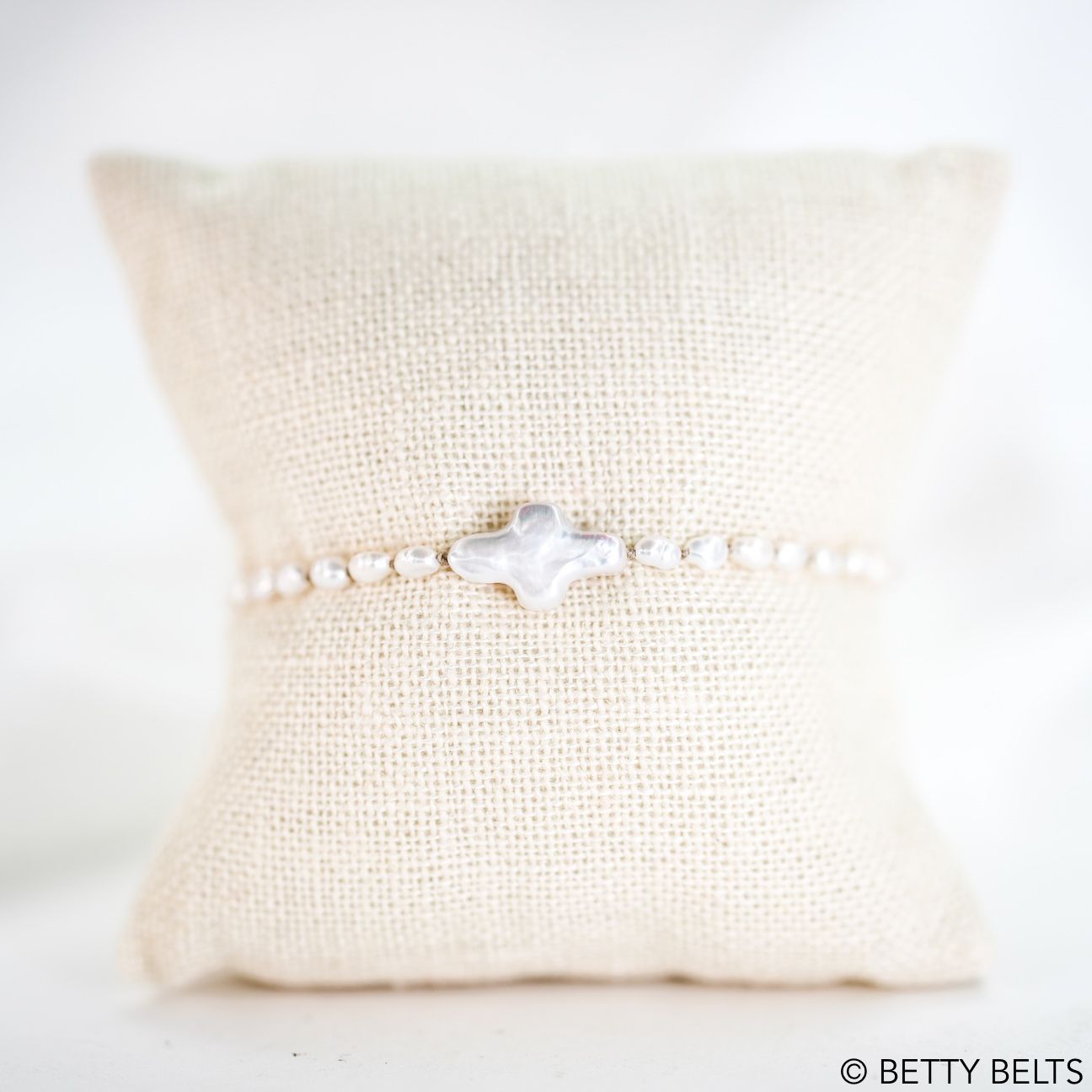 GRACE Pearl Cross Bracelet with Rice Pearls