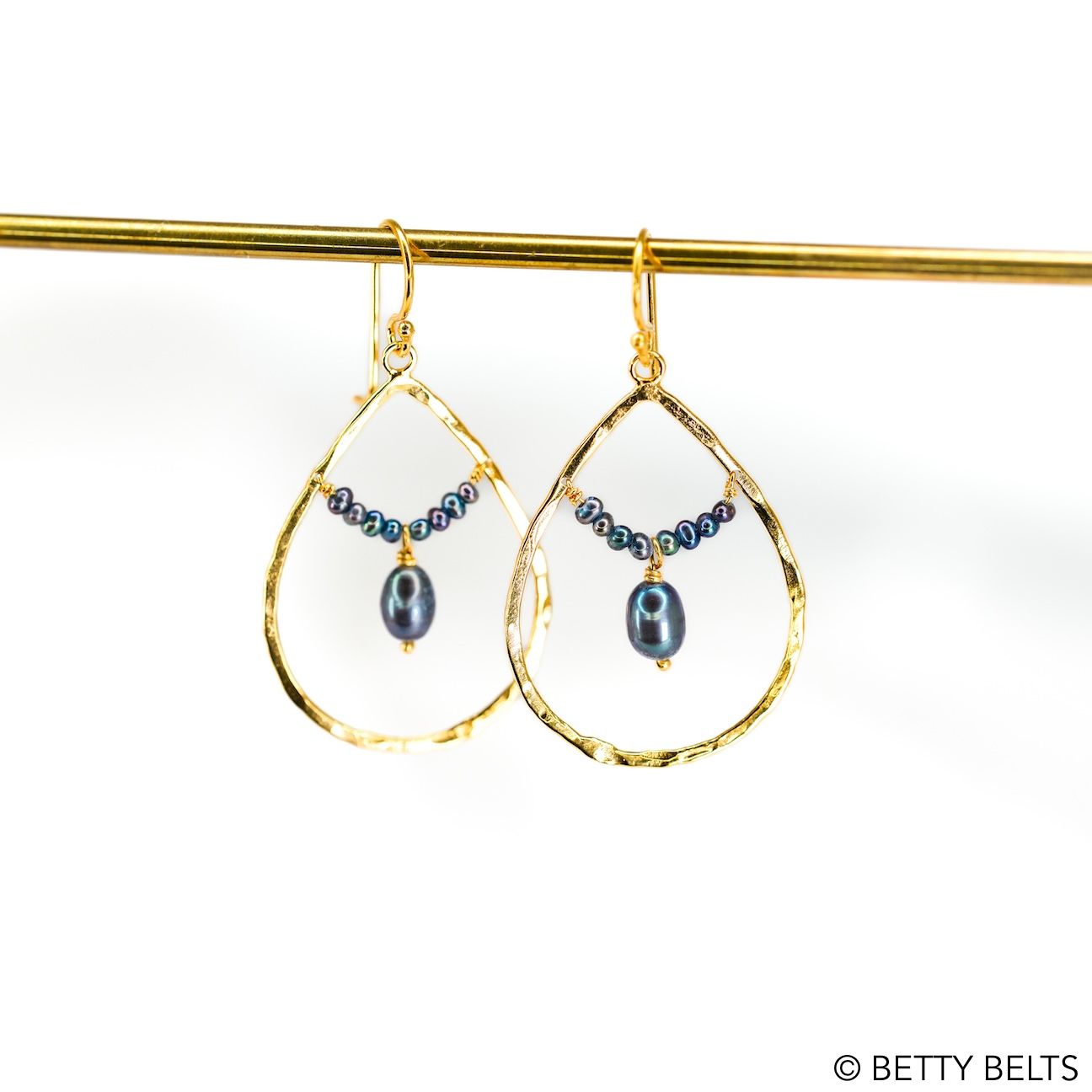 ANNIKA Pearl Drop Hoops (Silver &amp; 24K Gold Vermeil)