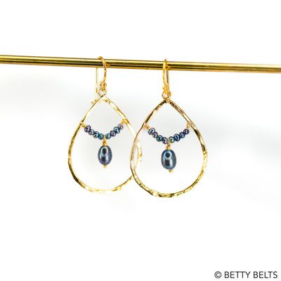 ANNIKA Pearl Drop Hoops (Silver &amp; 24K Gold Vermeil)