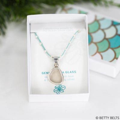 Mini Sea Glass Pendant &amp; Adina Pearl Necklace Holiday Gift Set 2025