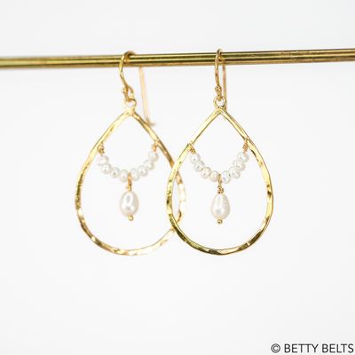 ANNIKA Pearl Drop Hoops (Silver &amp; 24K Gold Vermeil)