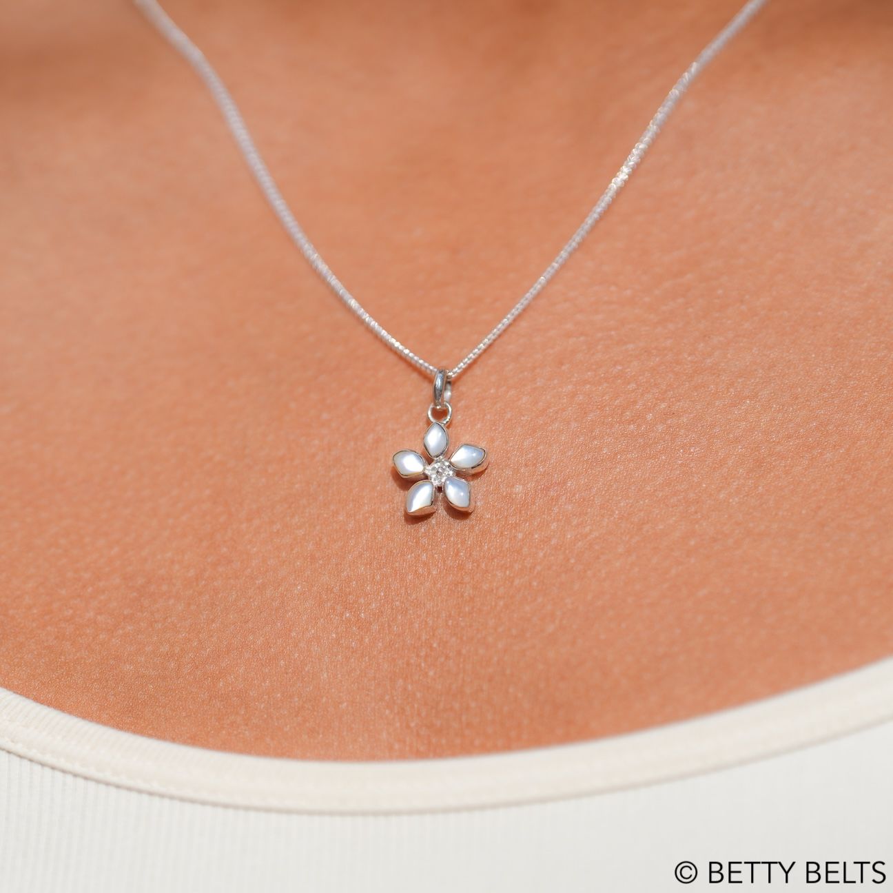 PEBBLE Flower Shell Charm / Necklace