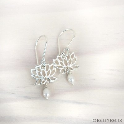Lotus Pearl Drop Earrings