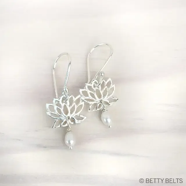 Lotus Pearl Drop Earrings