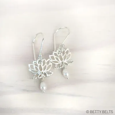 Lotus Pearl Drop Earrings
