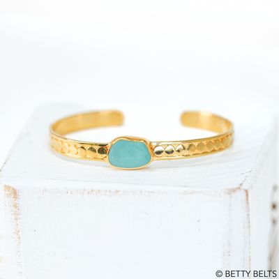 BROOKE Sea Glass Cuff Bracelet (Silver &amp; 24K Gold Vermeil)