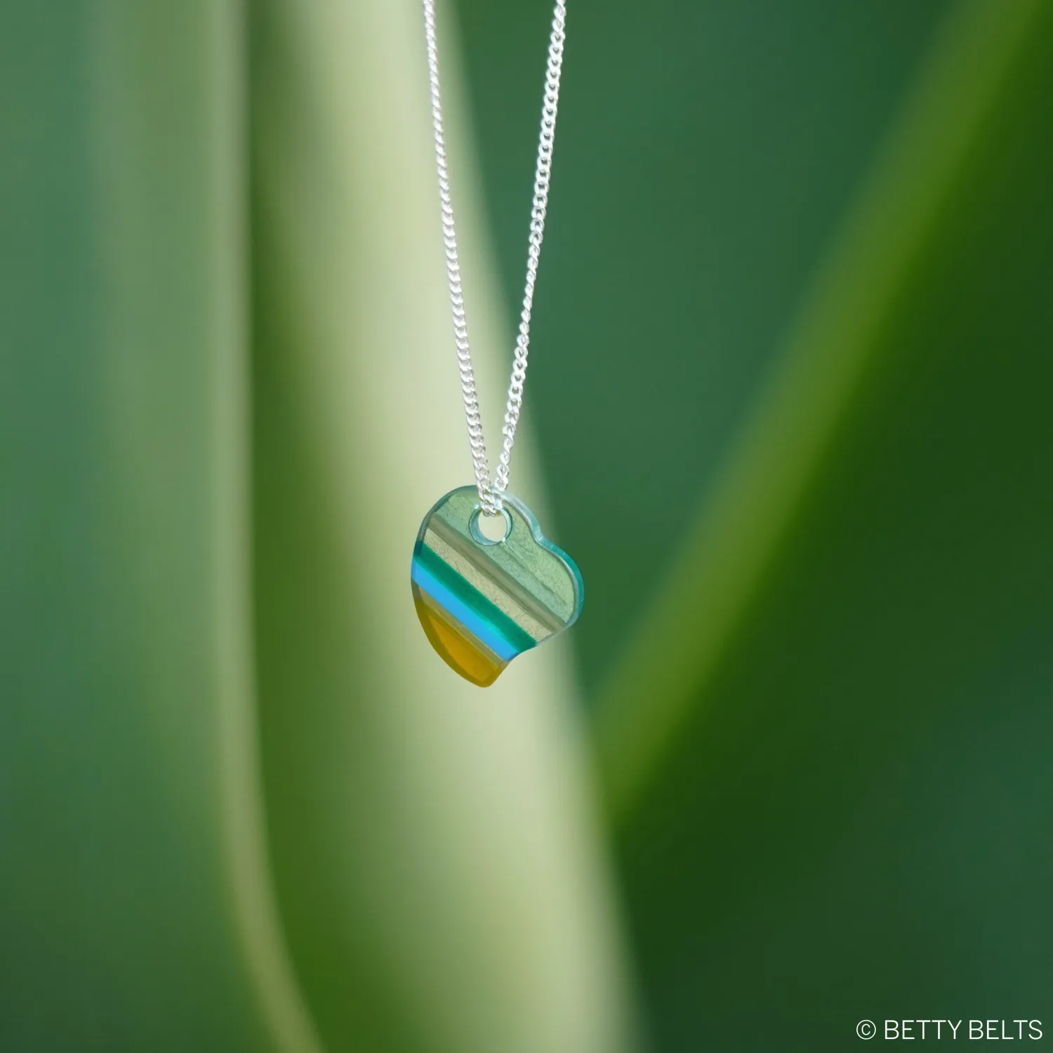 Upcycled Surfite Heart Charm Necklace (drilled version)