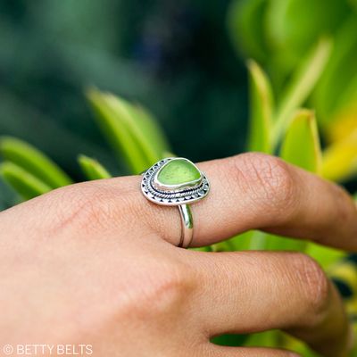 CAYDEN MINI Sea Glass Ring (Silver &amp; 24K Gold Vermeil)