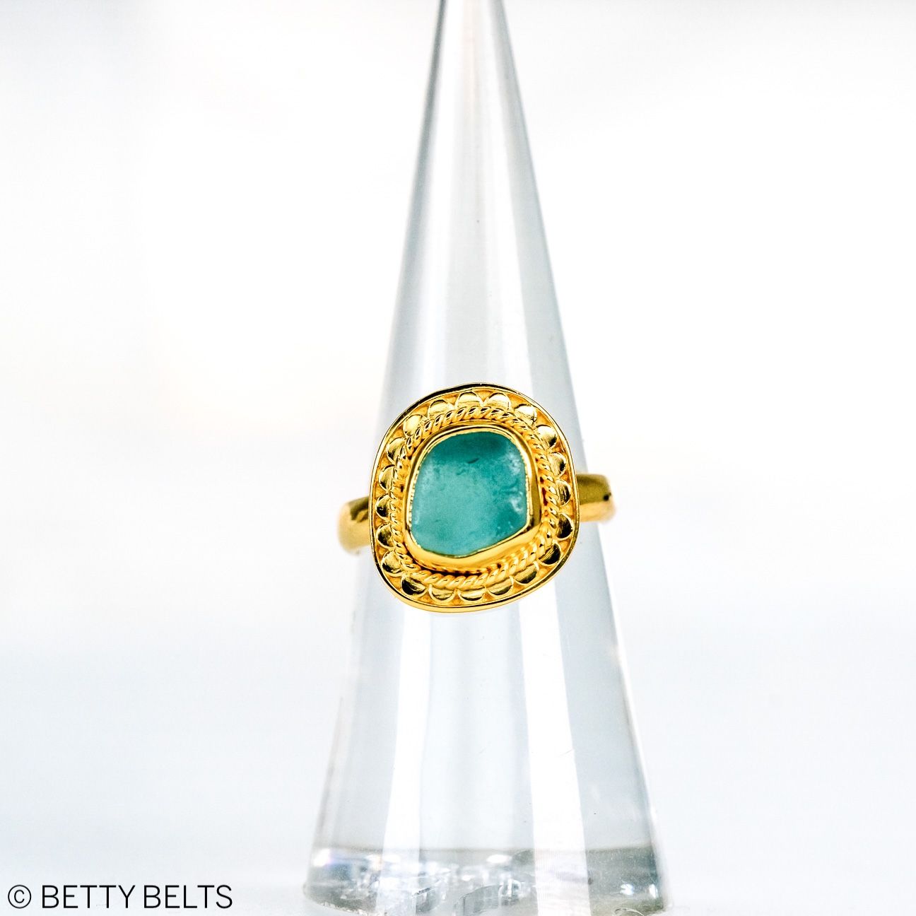 CAYDEN MINI Sea Glass Ring (Silver &amp; 24K Gold Vermeil)
