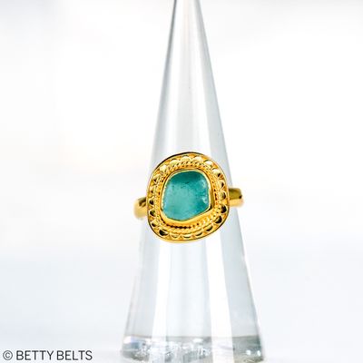 CAYDEN MINI Sea Glass Ring (Silver &amp; 24K Gold Vermeil)