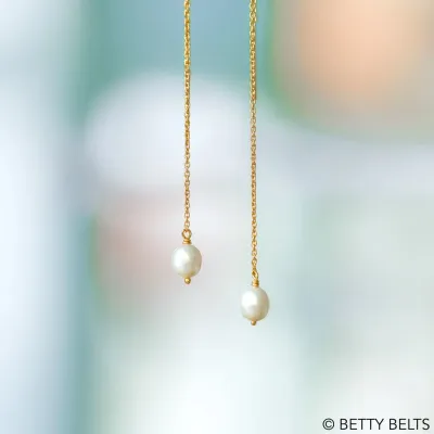 Dropping In Pearl Threaders (Silver &amp; 24K Gold Vermeil)