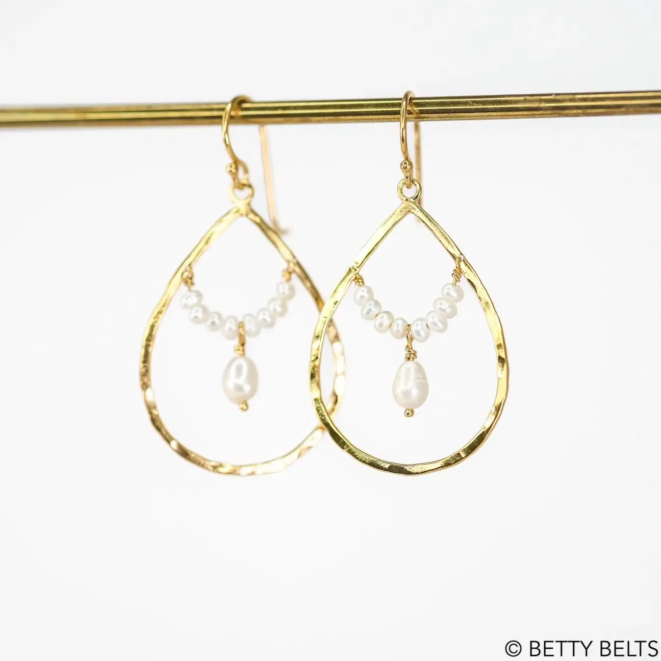 ANNIKA Pearl Drop Hoops (Silver &amp; 24K Gold Vermeil)