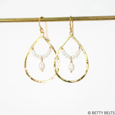 ANNIKA Pearl Drop Hoops (Silver &amp; 24K Gold Vermeil)