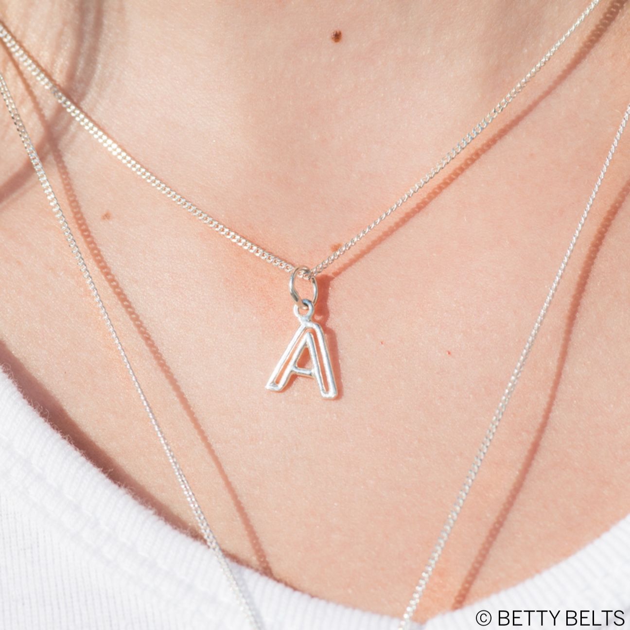 Alphabet Letter Charm Necklace (Silver Version)
