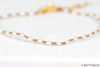 JACKIE Golden Braid Rice Pearl Bracelet