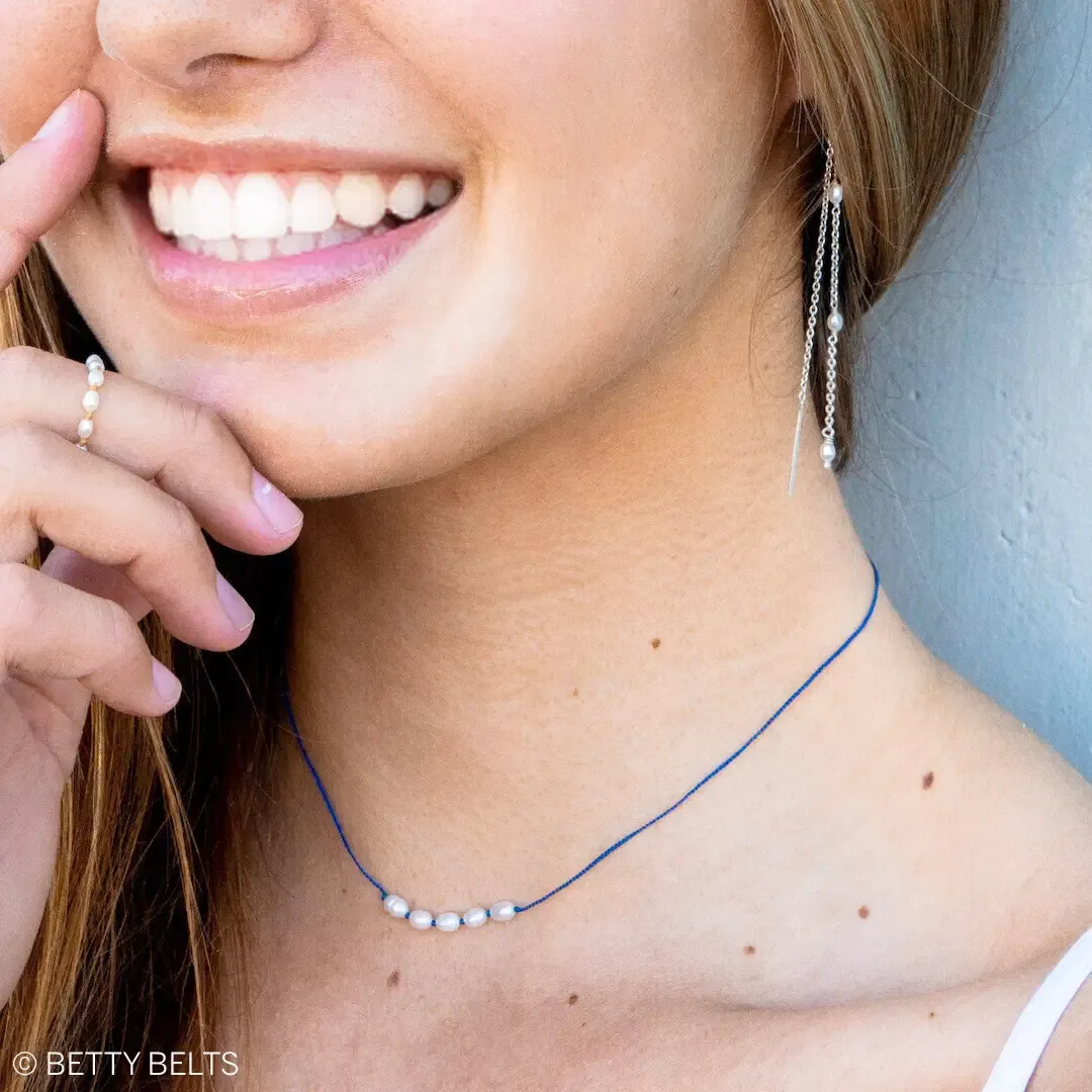 Lovely Tri-Pearl Threader Earrings (Silver &amp; 24K Gold Vermeil), METAL:: 925 Sterling Silver w/ pearl (4mm pearl)