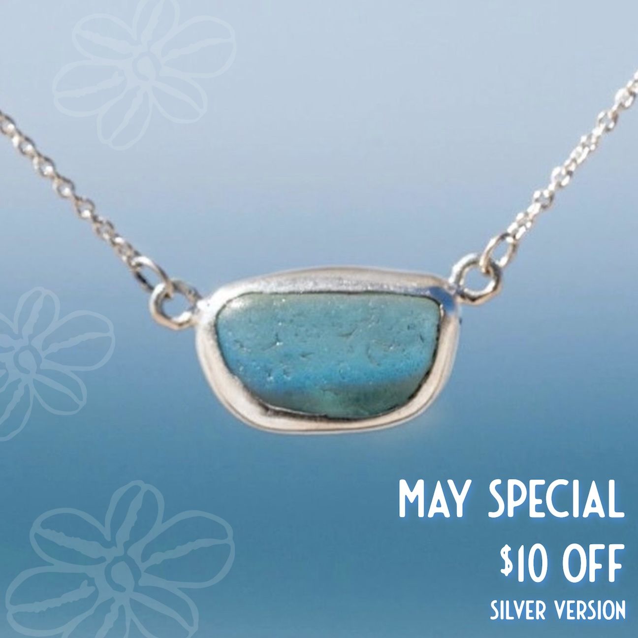 HOPE Sea Glass Necklace (Silver Version)