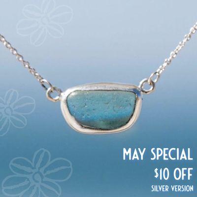 HOPE Sea Glass Necklace (Silver Version)