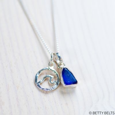 Sea Glass Necklace (Mermaid Tear + Wave)