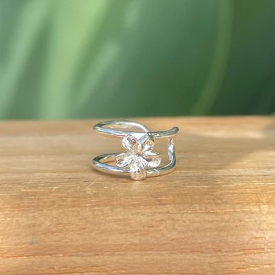 BELLA Plumeria Ear Cuff (Silver &amp; 24K Gold Vermeil)