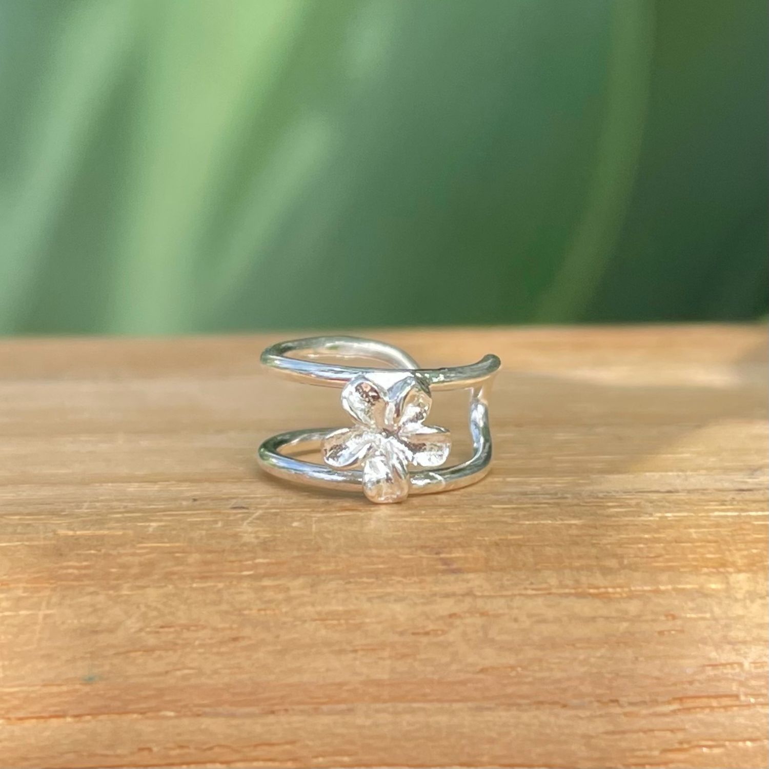 BELLA Plumeria Ear Cuff (Silver &amp; 24K Gold Vermeil)