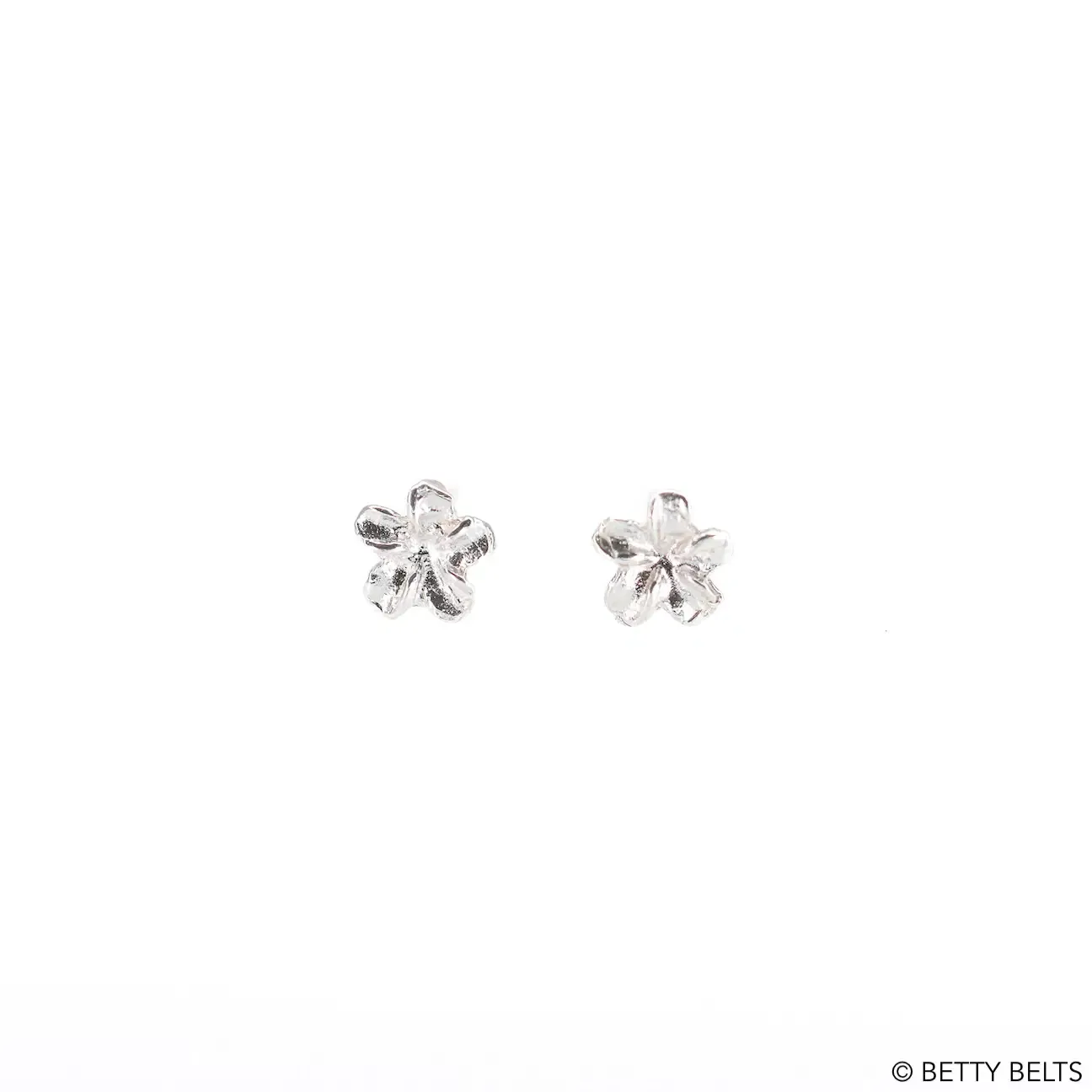 Plumeria Stud Earrings (Silver &amp; 24K Gold Vermeil), METAL:: 925 Sterling Silver