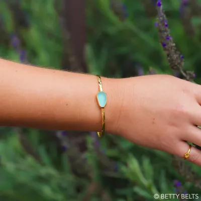 LEILANI Sea Glass Bangle (Silver &amp; 24K Gold Vermeil)