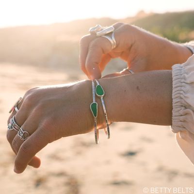 LEILANI Sea Glass Bangle (Silver &amp; 24K Gold Vermeil)