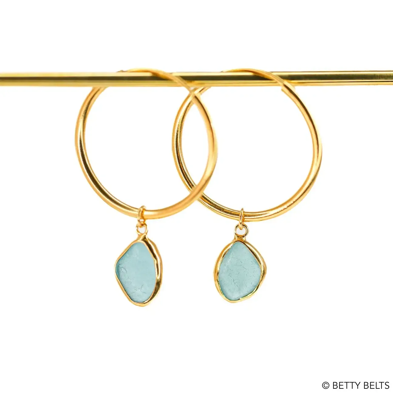 SHAYLA Sea Glass Hoops (Silver &amp; 24K Gold Vermeil)
