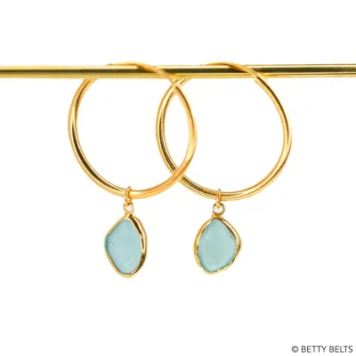 SHAYLA Sea Glass Hoops (Silver &amp; 24K Gold Vermeil)