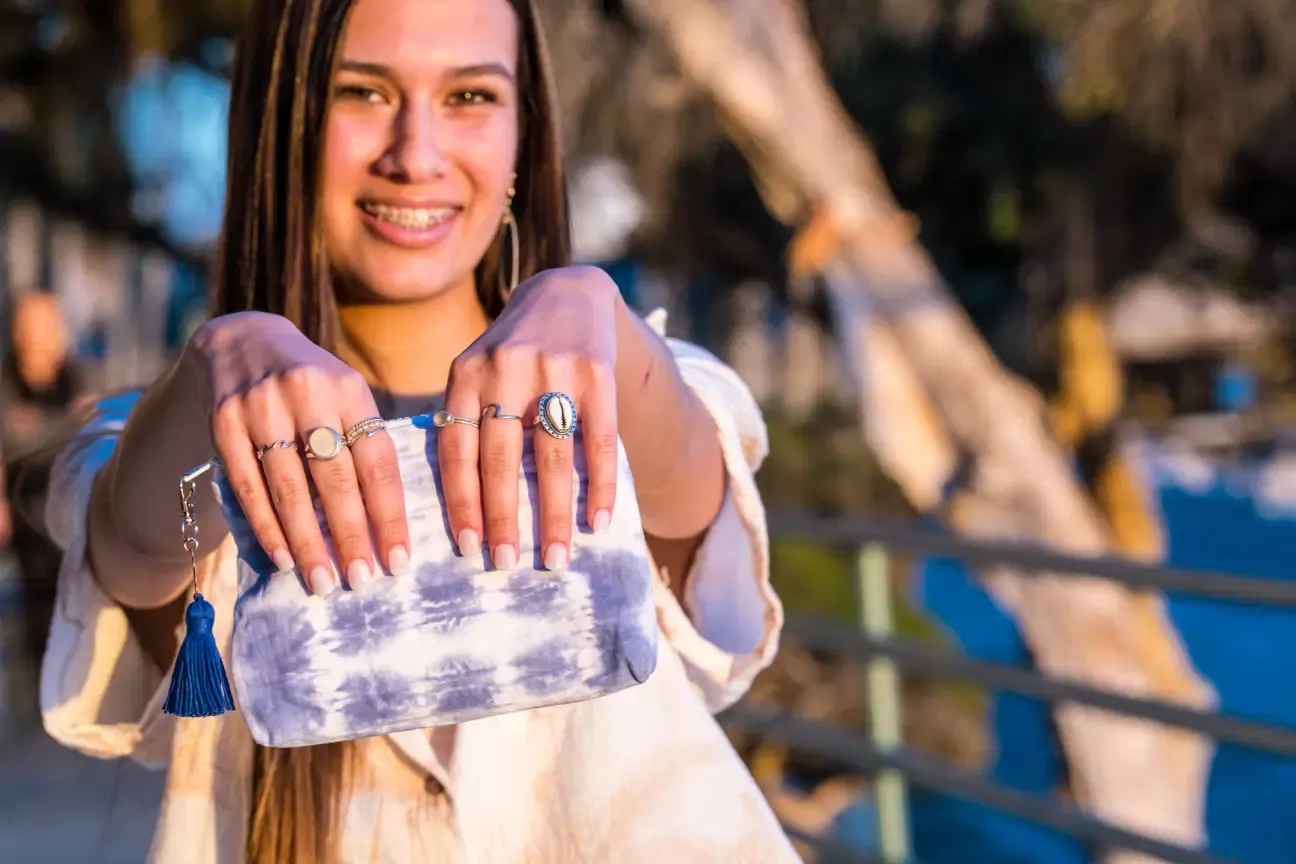 Betty Tie Dye Pouch + Flower Tassel clip (Final Sale!)