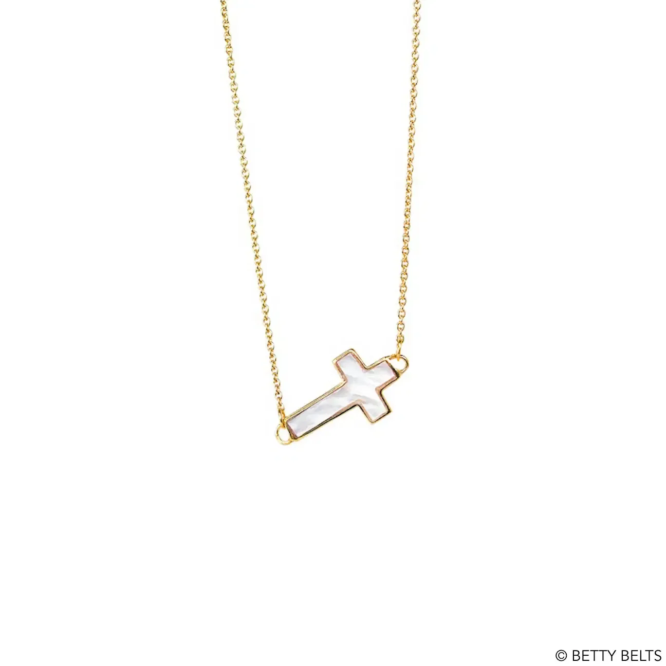 Floating Cross Shell Chain Necklace (Silver &amp; 24K Gold Vermeil)