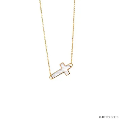 Floating Cross Shell Chain Necklace (Silver &amp; 24K Gold Vermeil)