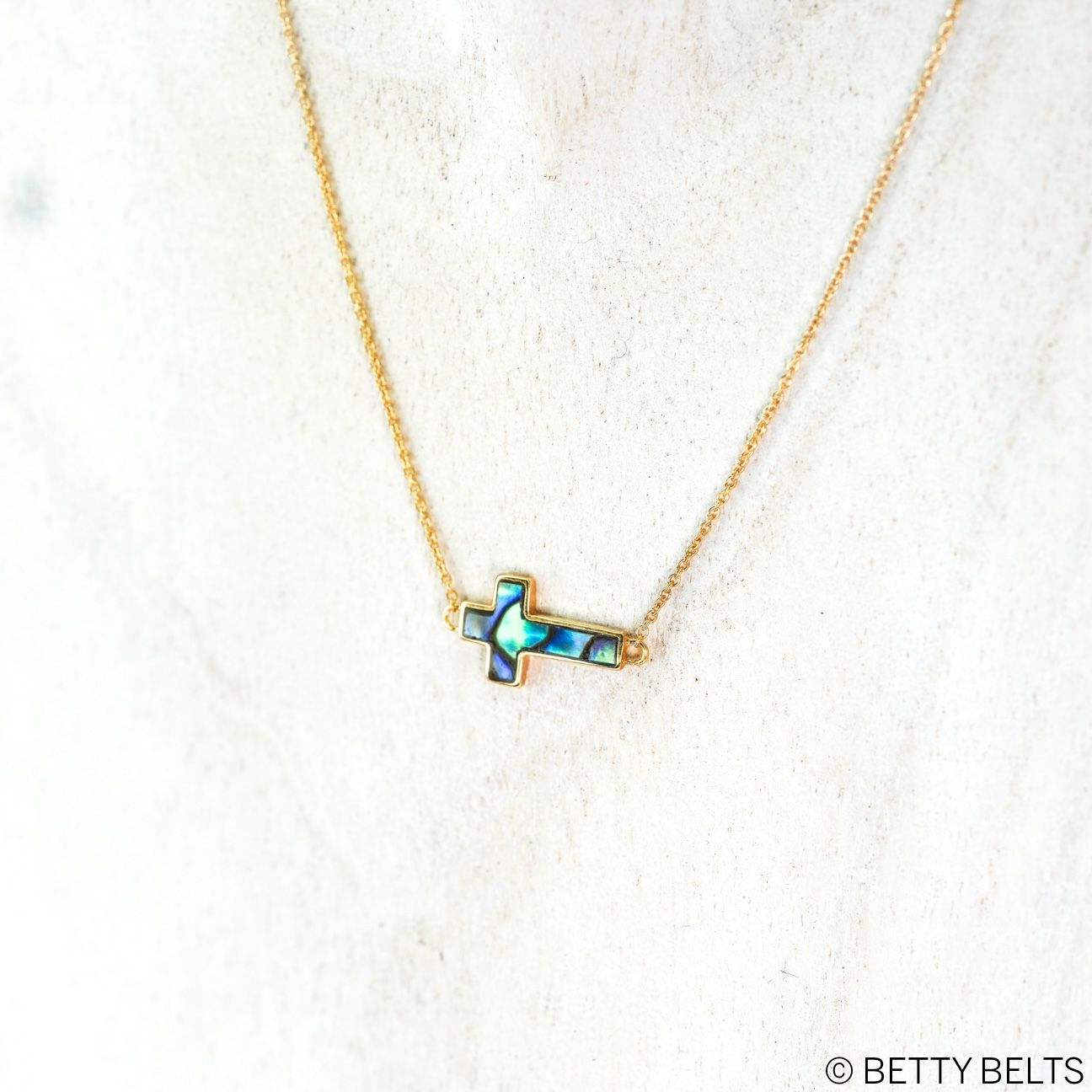 Floating Cross Shell Chain Necklace (Silver &amp; 24K Gold Vermeil)
